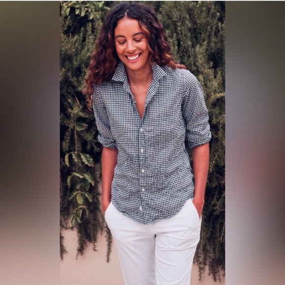 Frank & Eileen Blue & White GinghamRelaxed 'Barry Button Up Shirt Women XS - Picture 3 of 9